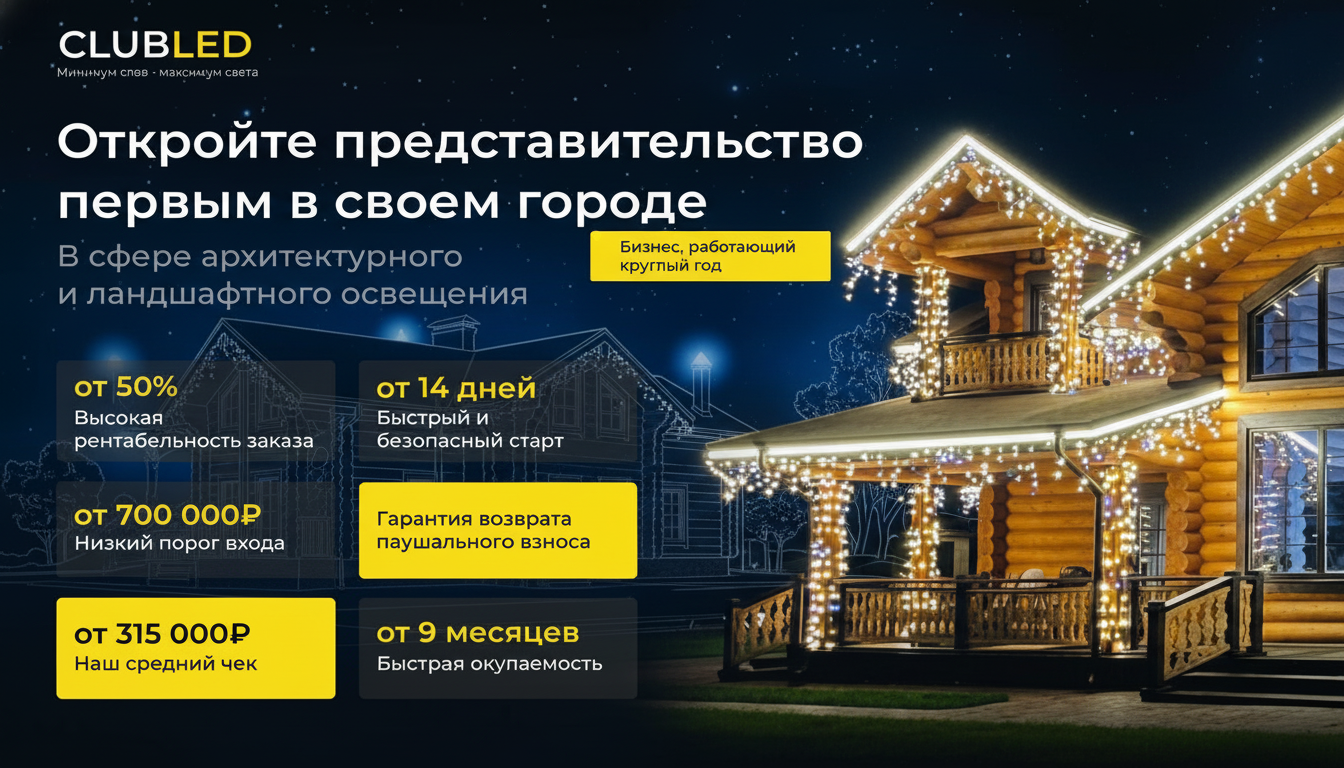 Франшиза архитектурного и ландшафтного освещения CLUBLED