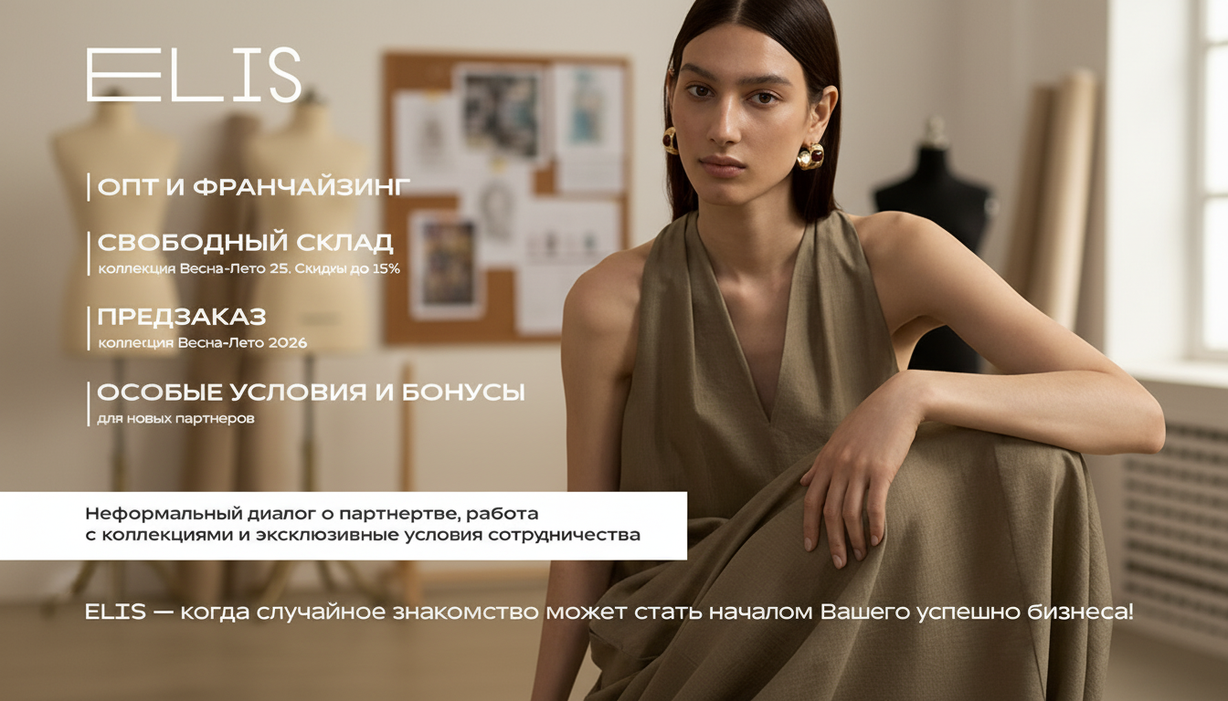 Франшиза ELIS FASHION RUS — компания по производству и продаже женской и мужской одежды известных марок ELIS, LALIS и 20LINE