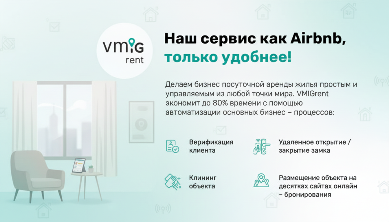 Франшиза VMIGrent — автоматизированный сервис для бесконтактного заселения и управления недвижимостью
