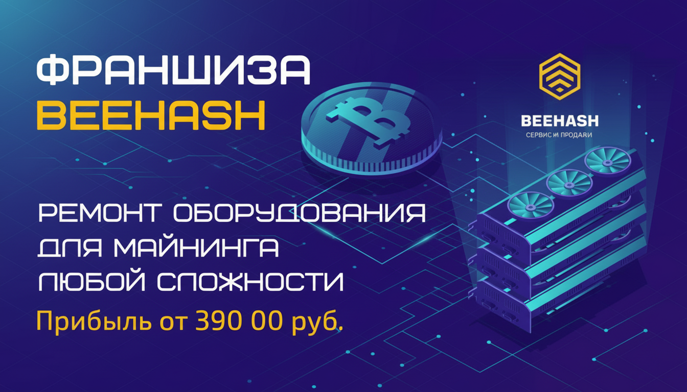«BEEHASH» — франшиза сервисного центра по ремонту оборудования для майнинга