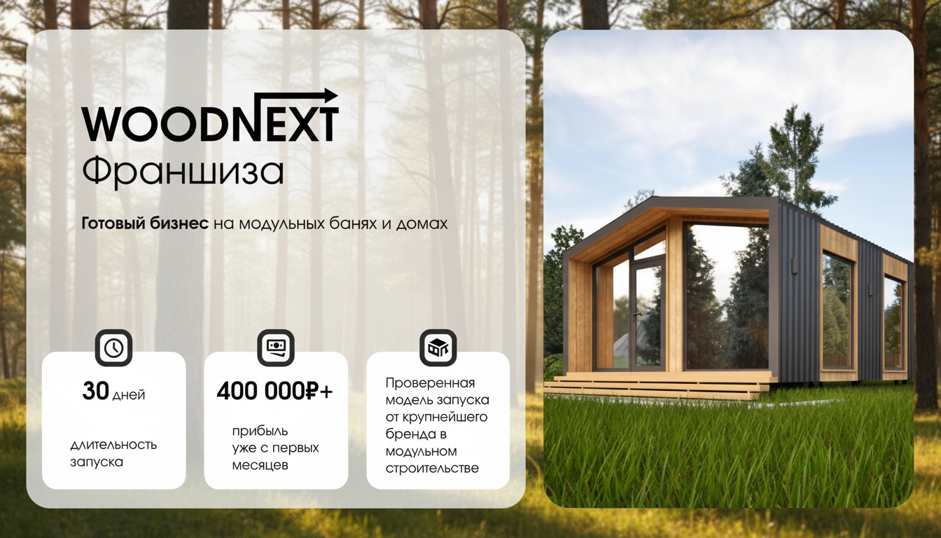 Франшиза производства модульных домов и бань Woodnext