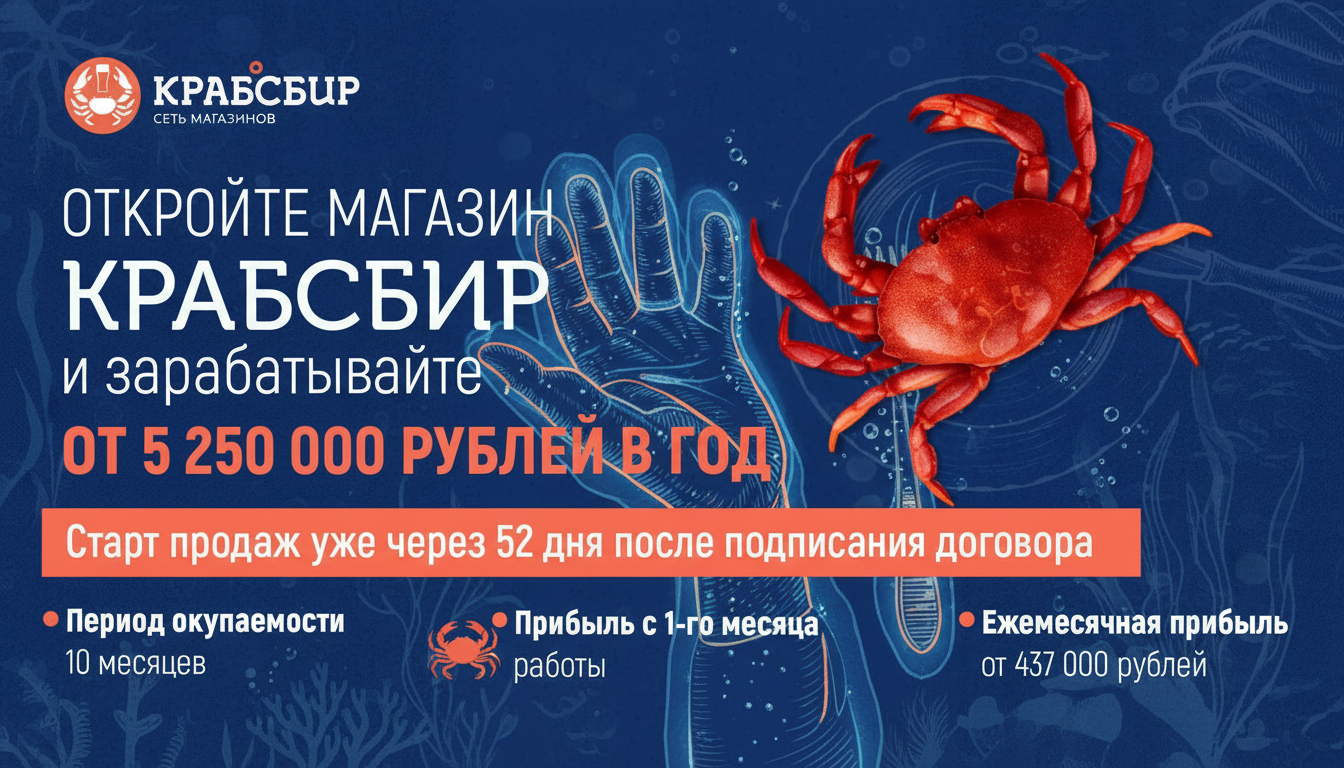 «КРАБСБИР» — франшиза магазина разливных напитков и морепродуктов