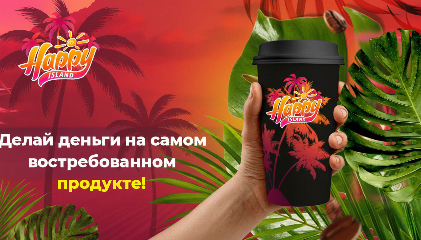 Франшиза кофейни с концепцией бара на острове Happy Island